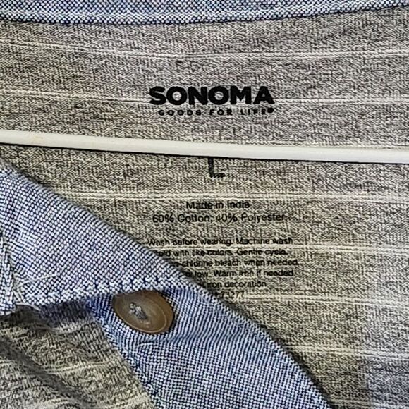Sonoma Gray Striped Men's Polo Shirt - Picture 3 of 6